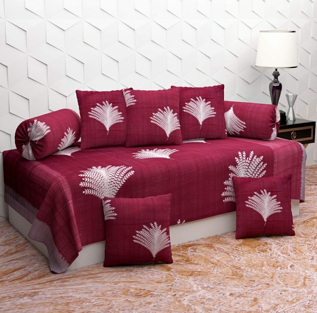 Jyotaksh 200TC Diwan Set Cotton 8 Piece | Deewan Printed Bedsheet Sets for Living Room Hall (Set of 8 Piece, 1-Bed Sheet 60x90 Inch | 2-Bolster Cover 16x32 Inch | 5-Cushion Cover 16x16 Inch)(AB-17)-picture-16