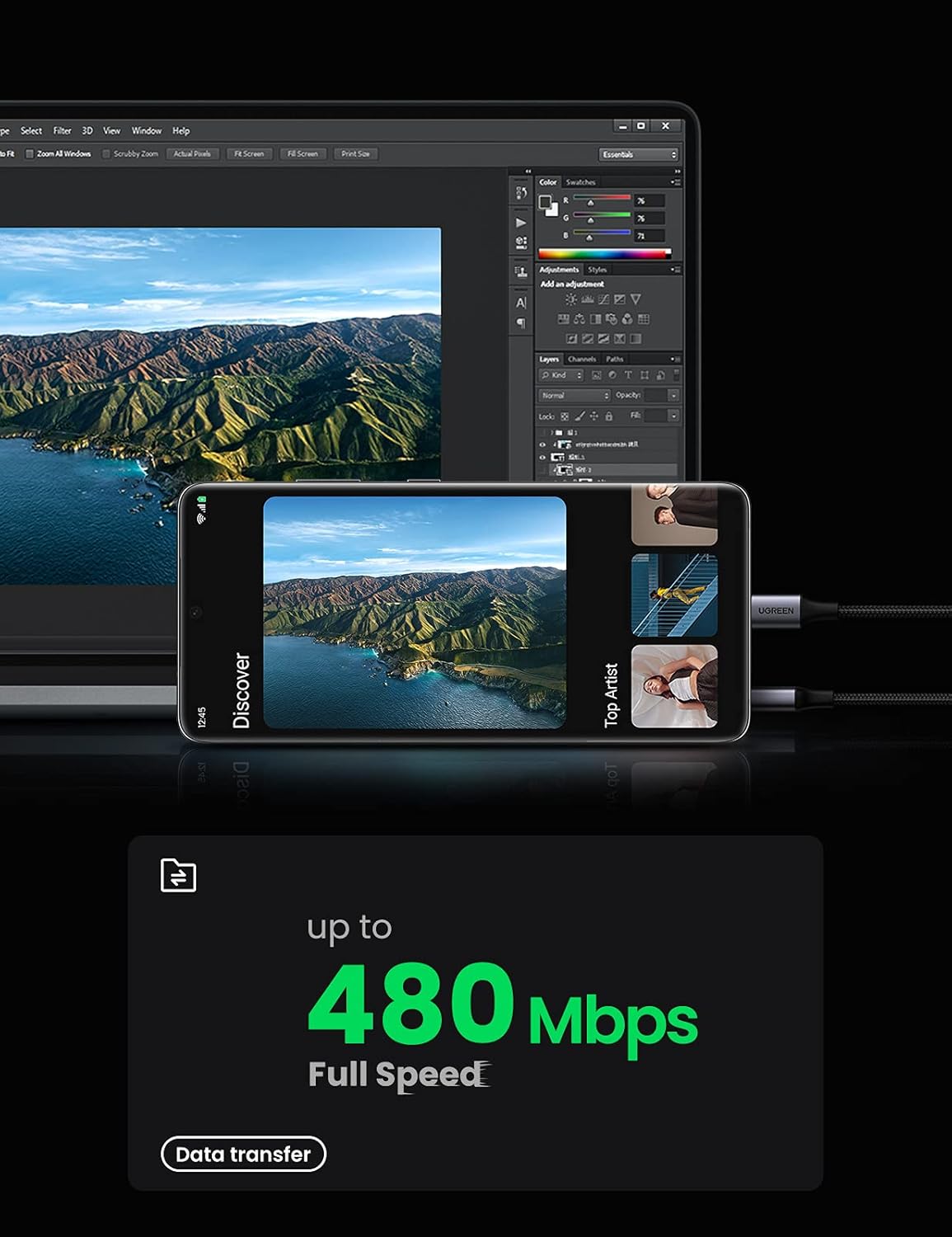 Blасk Frіdау Clеаrаnсе UGREEN USB Type C Cable Nylon Braided USB A to USB C Fast Charger Compatible with iPad Mini 6 Air 4 Samsung Galaxy S21 S20 Z Flip 3 Z Fold Note 20 LG V60 GoPro Hero 8 PS5 Controller Switch (1.5ft)