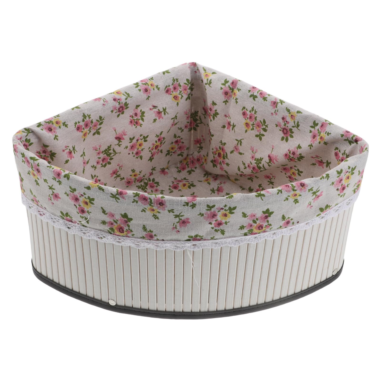 Cesta de Almacenamiento Pequeña con Diseño en Forma de Abanico Tejida a Mano de Bambú y Forro Lavable , Organizador Multiusos para Mesa y Rincón