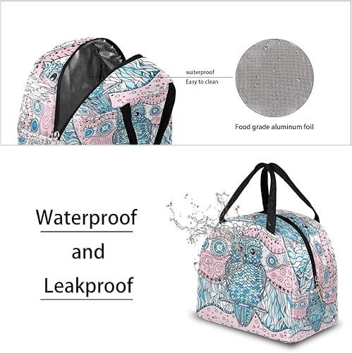 Miniatura 4 de Mandala Lunch Tote Bag for Women Adult Men Zentangle Insulated Lunch Box Small Leakproof Cute Lunchbox Cooler Bag Reusable Lunch Bag for Work Travel