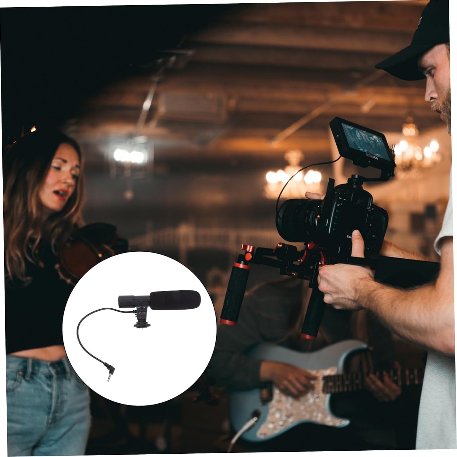 Professional DSLR Camera Microphone with Stereo Plug Lightweight Portable Digital Camera Mic for Photography Interviews Video Recording