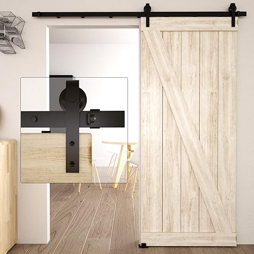 DaAzHai 5 Ft Sliding Door Hardware:Easy to Install -Smoothly and Quietly Sliding Barn Door Hardware Kit Single Door Track Low Ceiling Barn Door Hardware Kit, Modular Track with Stable Connection