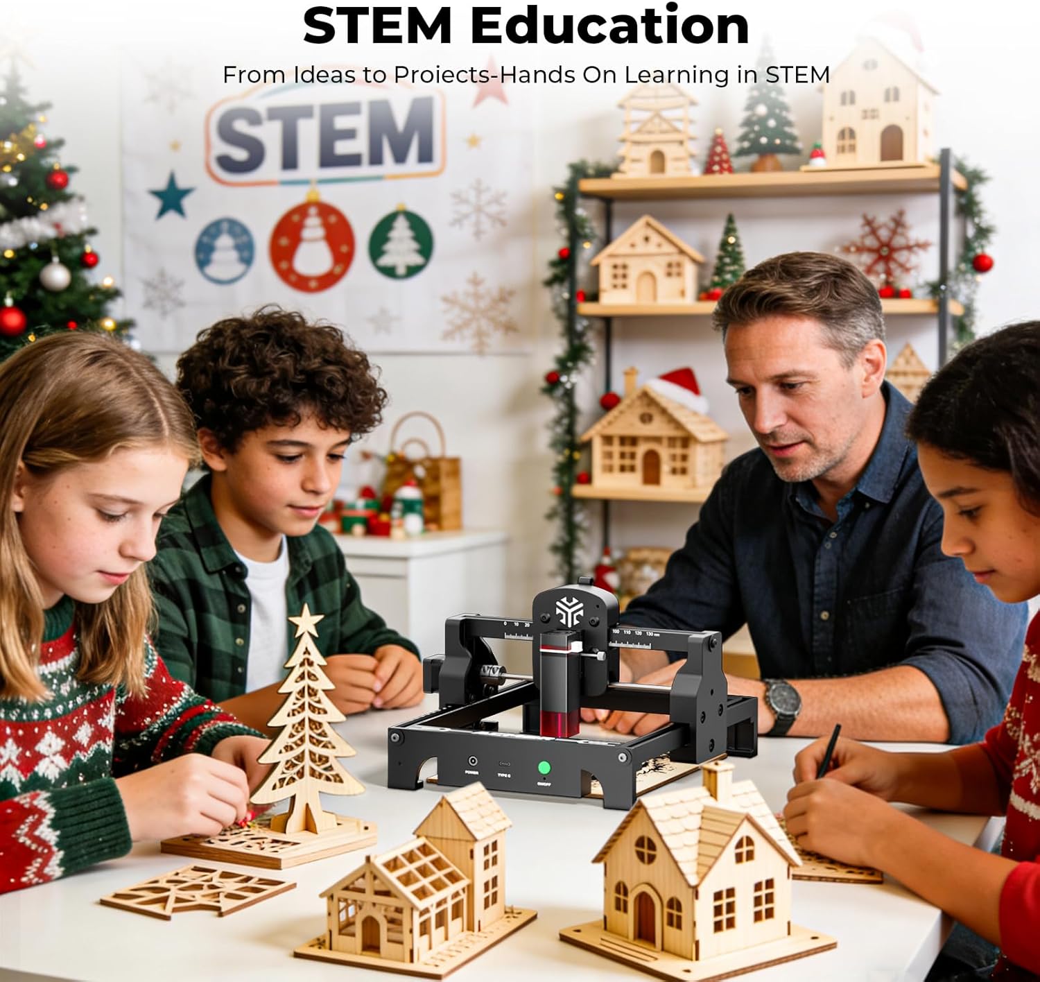 ACMER S1 Laser Engraver 3500mW, Compact Desktop Engraving & Cutting Machine for DIY Crafts, Small Business & Makers, 130×130mm Work Area, 0.04mm Detail Engraving for Wood, Acrylic