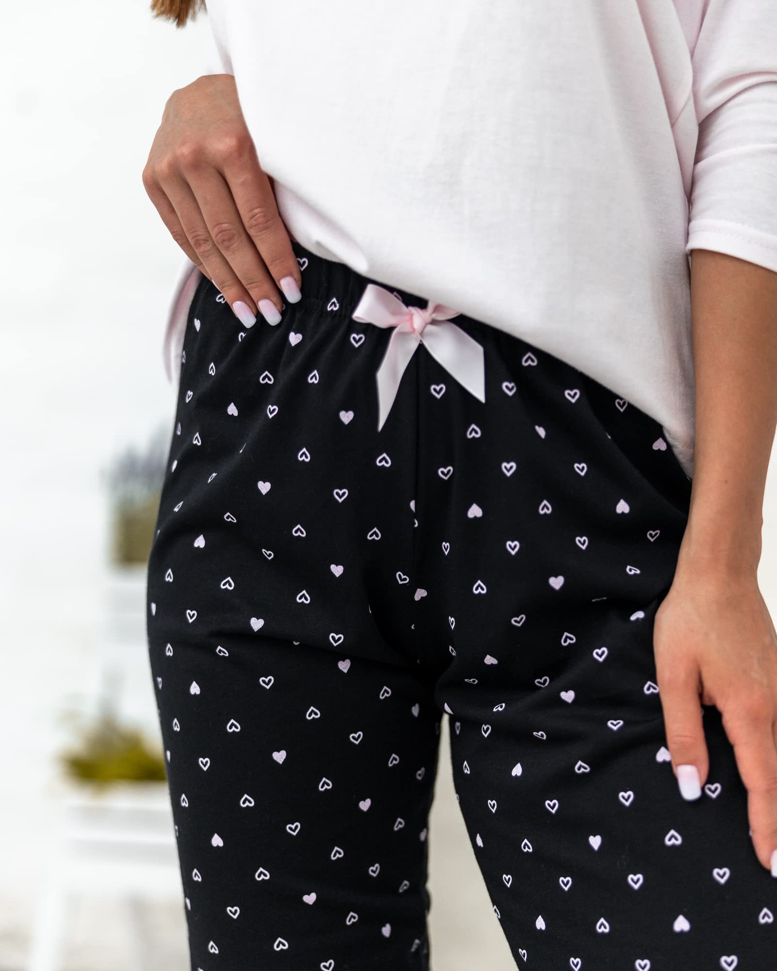 S& SENSIS edles Nachtwäsche-Set (Made in EU) aus trendigem Baumwoll-Shirt und koketten Shorts oder Langer Hose in angesagtem Design