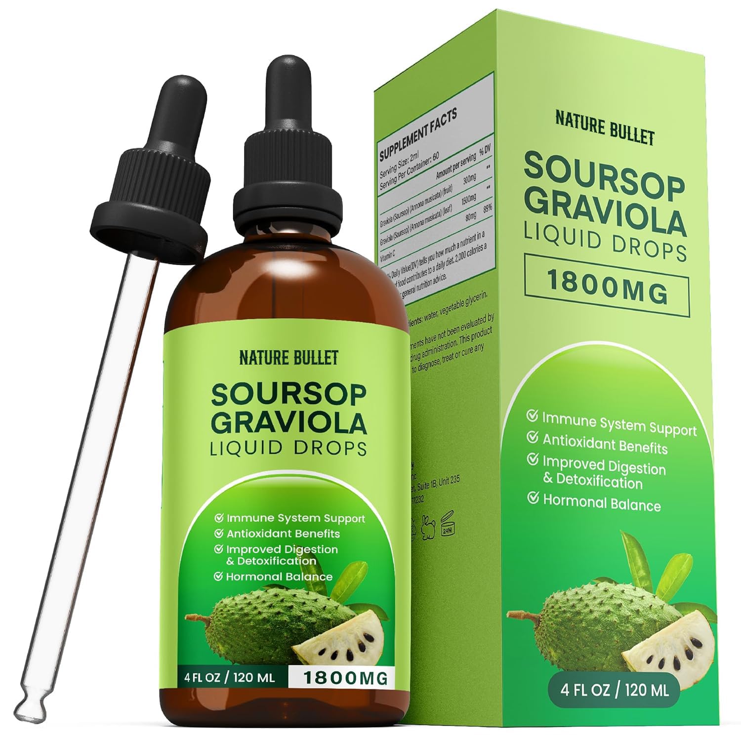 Soursop Bitters Liquid Organic Extract: Soursop Graviola Liquid Drop for Cell Support & Regeneration Immune System and Gut Health 120 ML