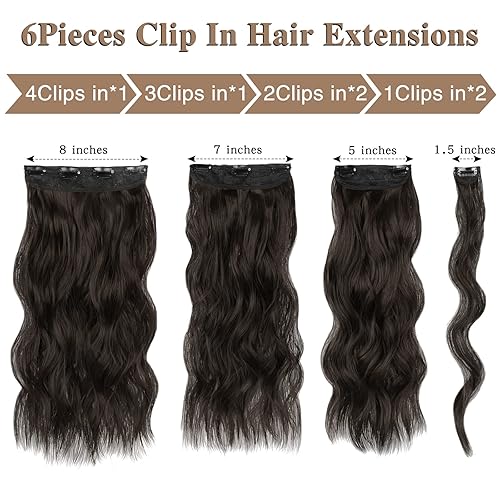 Vista 81 de WECAN Extensiones de cabello con clip, 20 pulgadas, color rojo cobre, 6 piezas, extensiones de cabello natural largo ondulado y rizado para mujeres