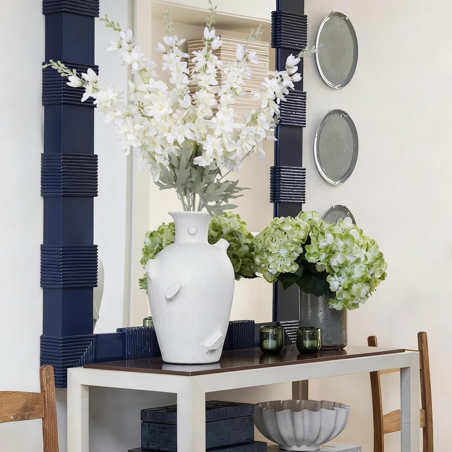 IPOPU 6 pcs White Delphinium Artificial Flowers Larkspur Artificial Flowers, 33.5 in Fake Flowers Bulk Silk Flowers with Stems Real Look for Home Garden Wedding Arrangement Decor(White) - Image 4