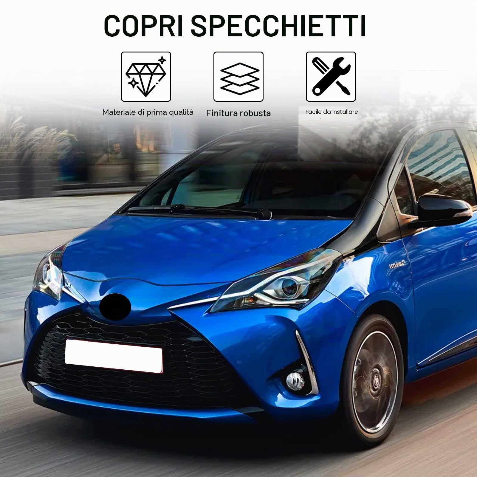 Tappi per specchietto retrovisore auto, 1 paio di tappi per specchietto retrovisore retrovisore per Toyota Yaris 2012-2019 (nero)