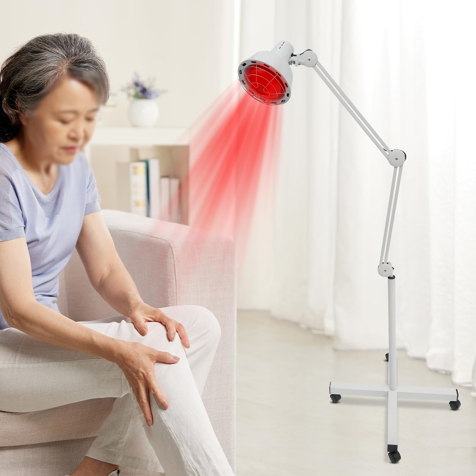 Lampada a infrarossi, 275 W, 220 V, a infrarossi, per la terapia di riscaldamento a luce rossa regolabile, con ruote
