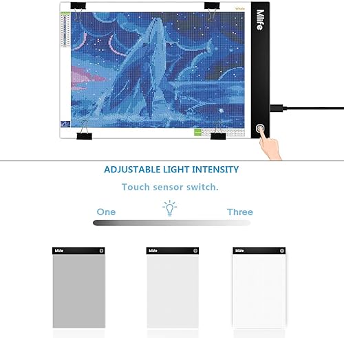 Miniatura 3 de Mlife Almohadilla de luz LED A4  Caja de luz de arte de diamante con 3 brillo, ideal para dibujar, animación, caja de luz de dibujo con 4 clips de