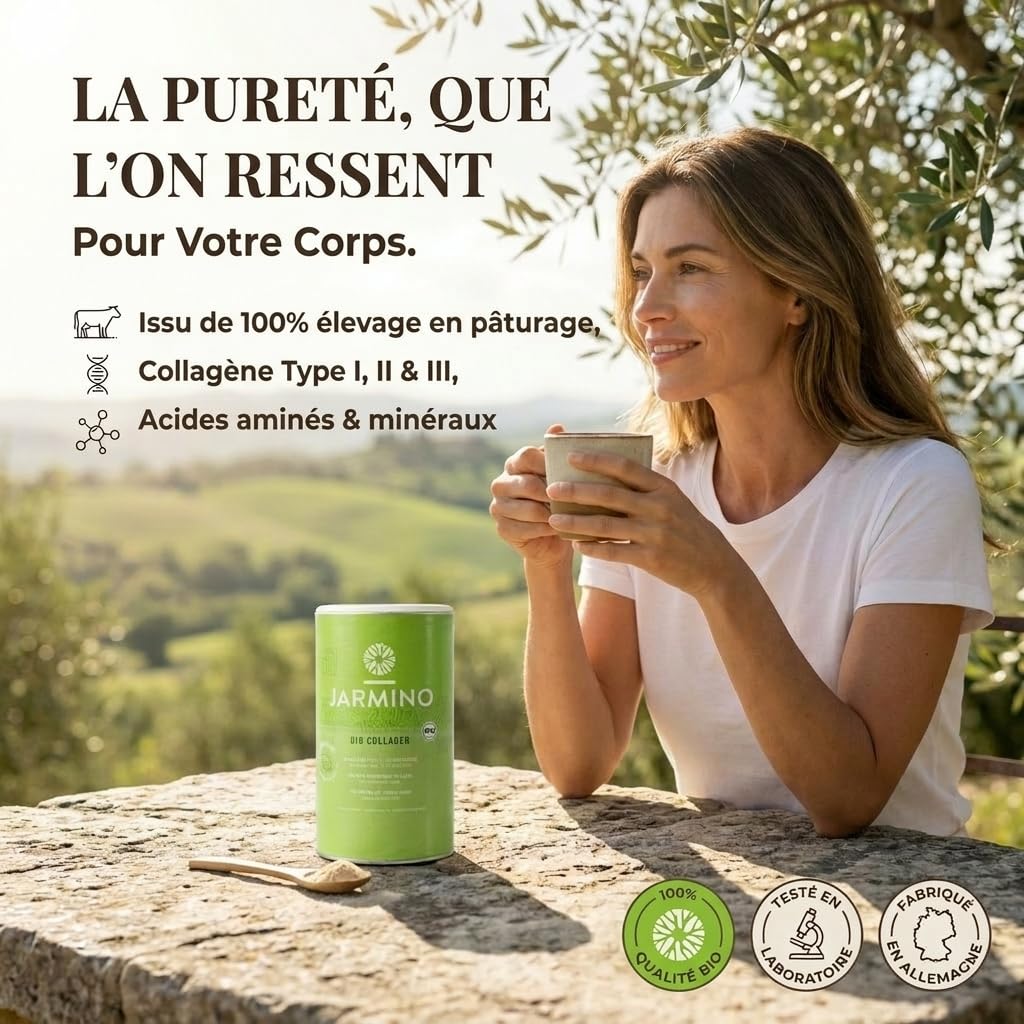 JARMINO Collagene bio | Collagene poudre plus naturel | peptides de collagène | Sans additifs | 300g