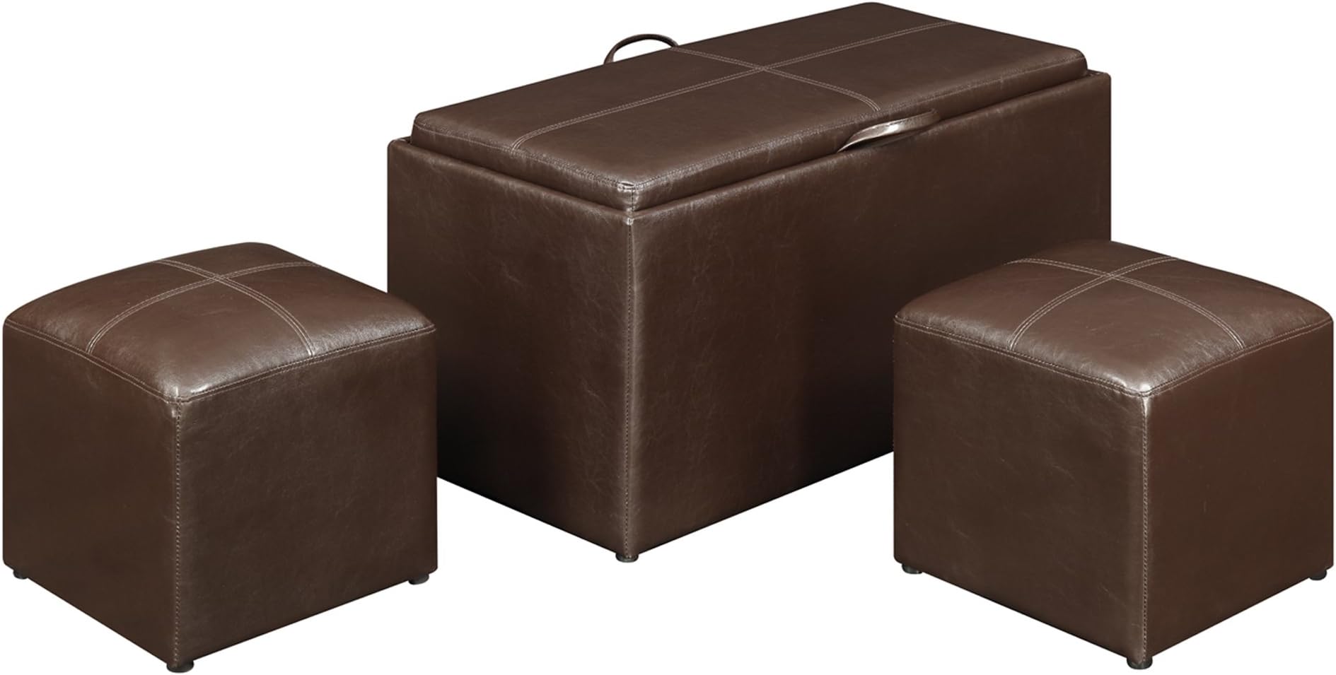 Convenience ConceptsDesigns4Comfort Sheridan Storage Bench w / 2 Side Ottomans, Espresso