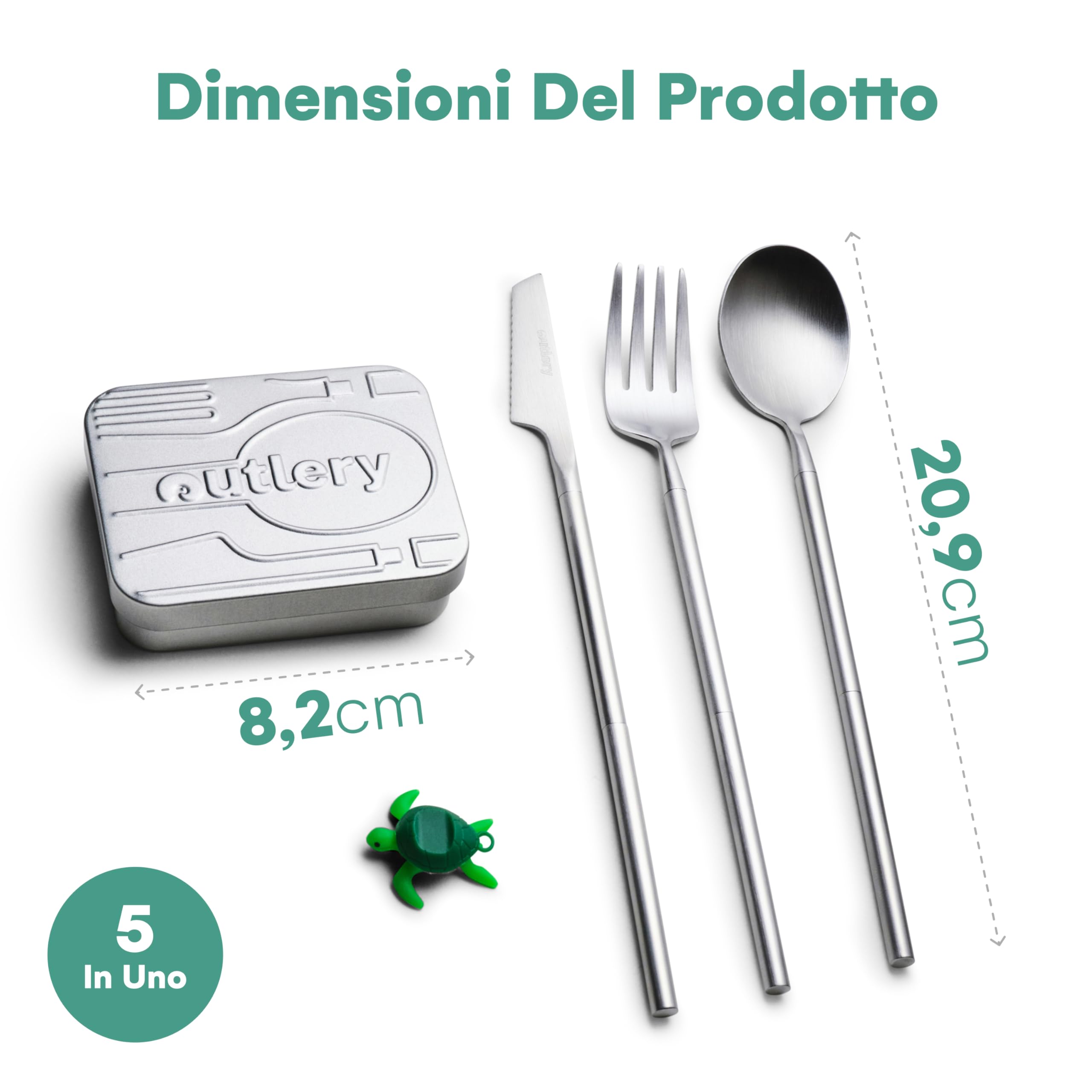 Outlery | Set posate da viaggio in acciaio inox (argento) - posate da viaggio facili da trasportare, set di posate in acciaio inossidabile