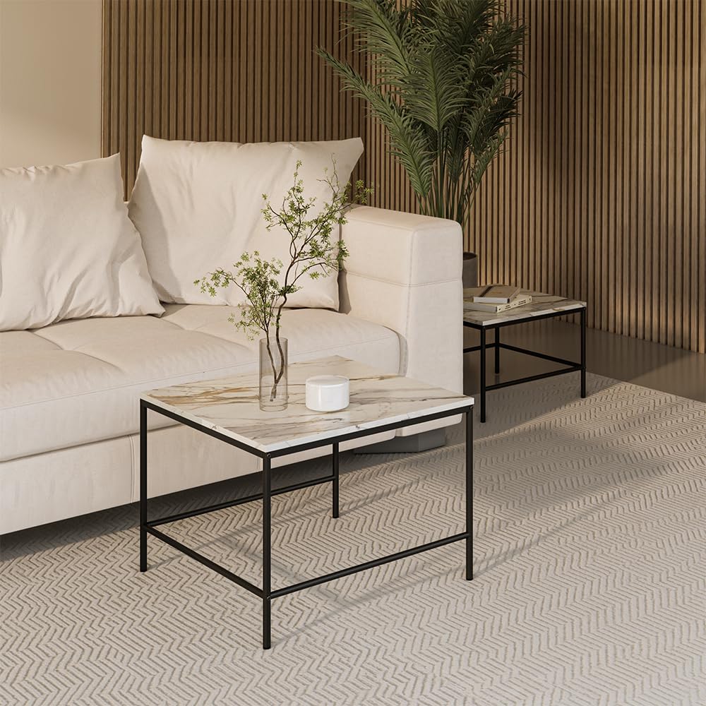 Vicco Couchtisch-Set Ramio, Weiß/Schwarz, 60 x 60 cm 2 Teile, zur flexiblen Nutzung als Ablagefläche oder Beistelltische