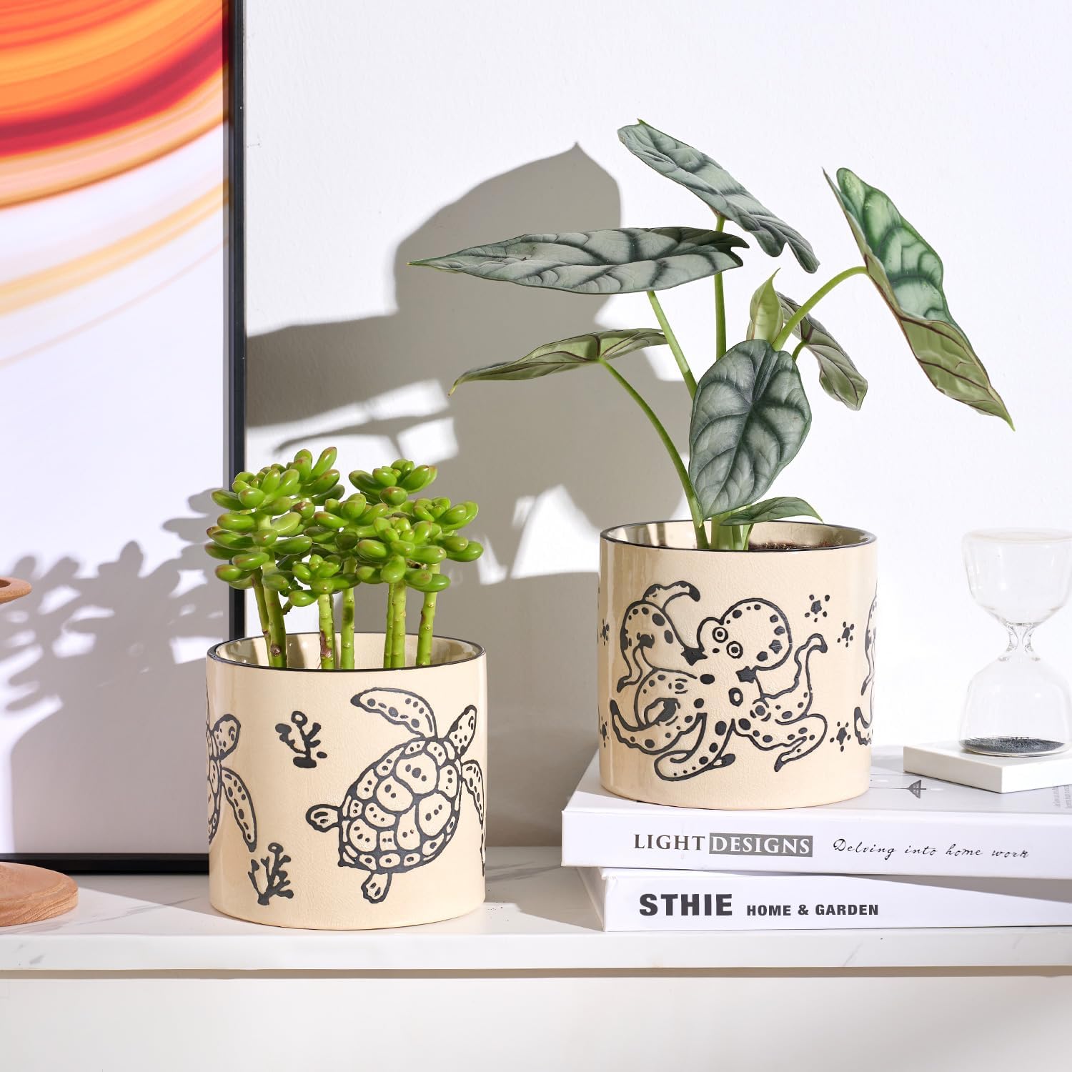 STHIE 5 Inch Ceramic Plant Pots for Indoor Plant with Drainage Hole, Octopu image 2