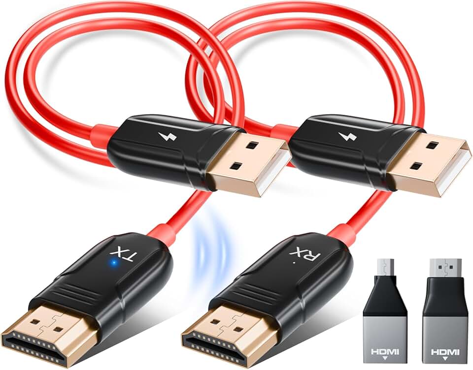 Wireless HDMI Transmitter &amp; Receiver, 4K Decode 1080P@60Hz Ultra HD Video Output Wireless HDMI,2.4G/5.8G Plug&amp;Play for Streaming Video and Audio to Monitor from PC/Projector/Laptop/TV Box