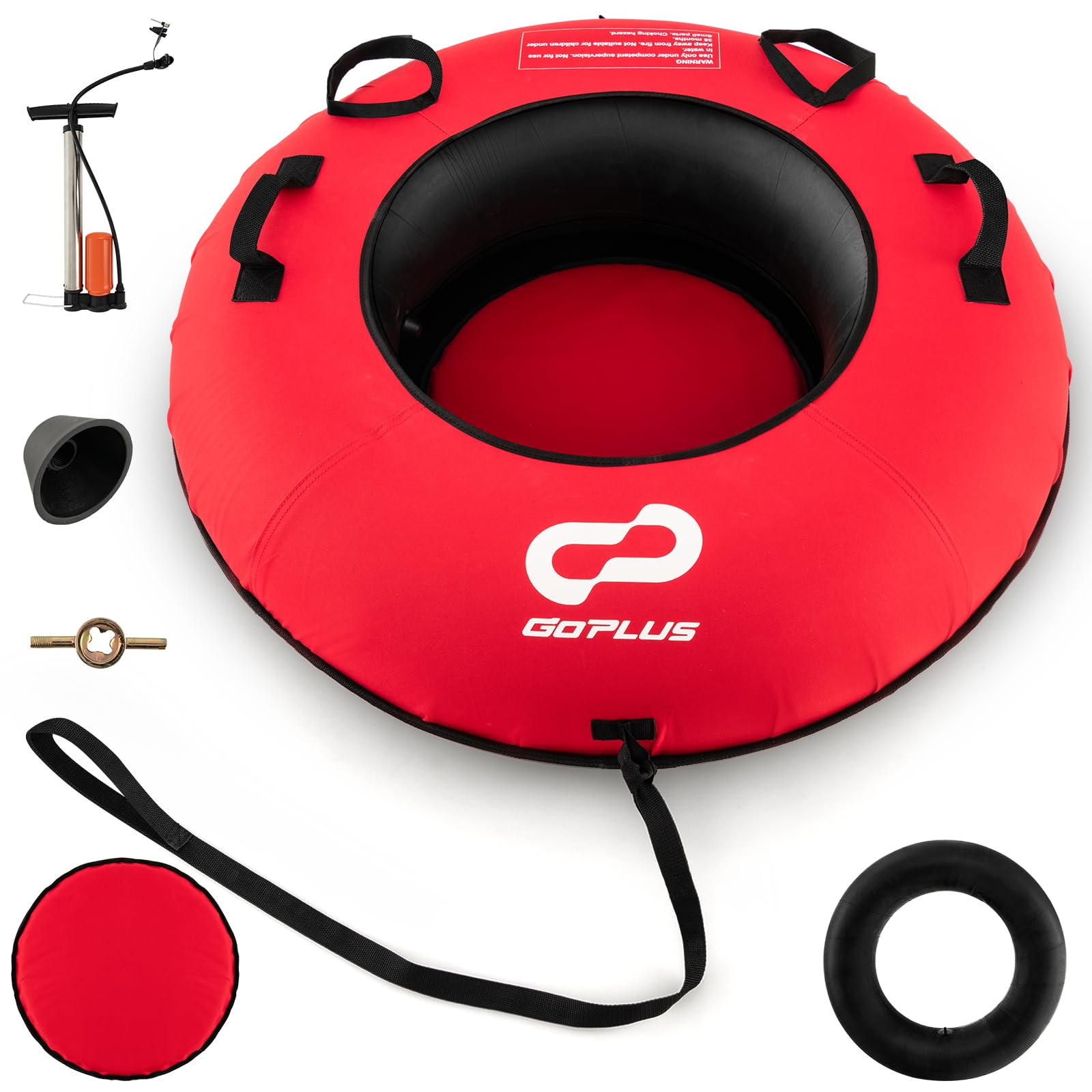 GOPLUS Trineo inflable 100 cm neumáticos de nieve con correa asiento acolchado tubo de nieve tela oxford 200 kg antideslizante para niños