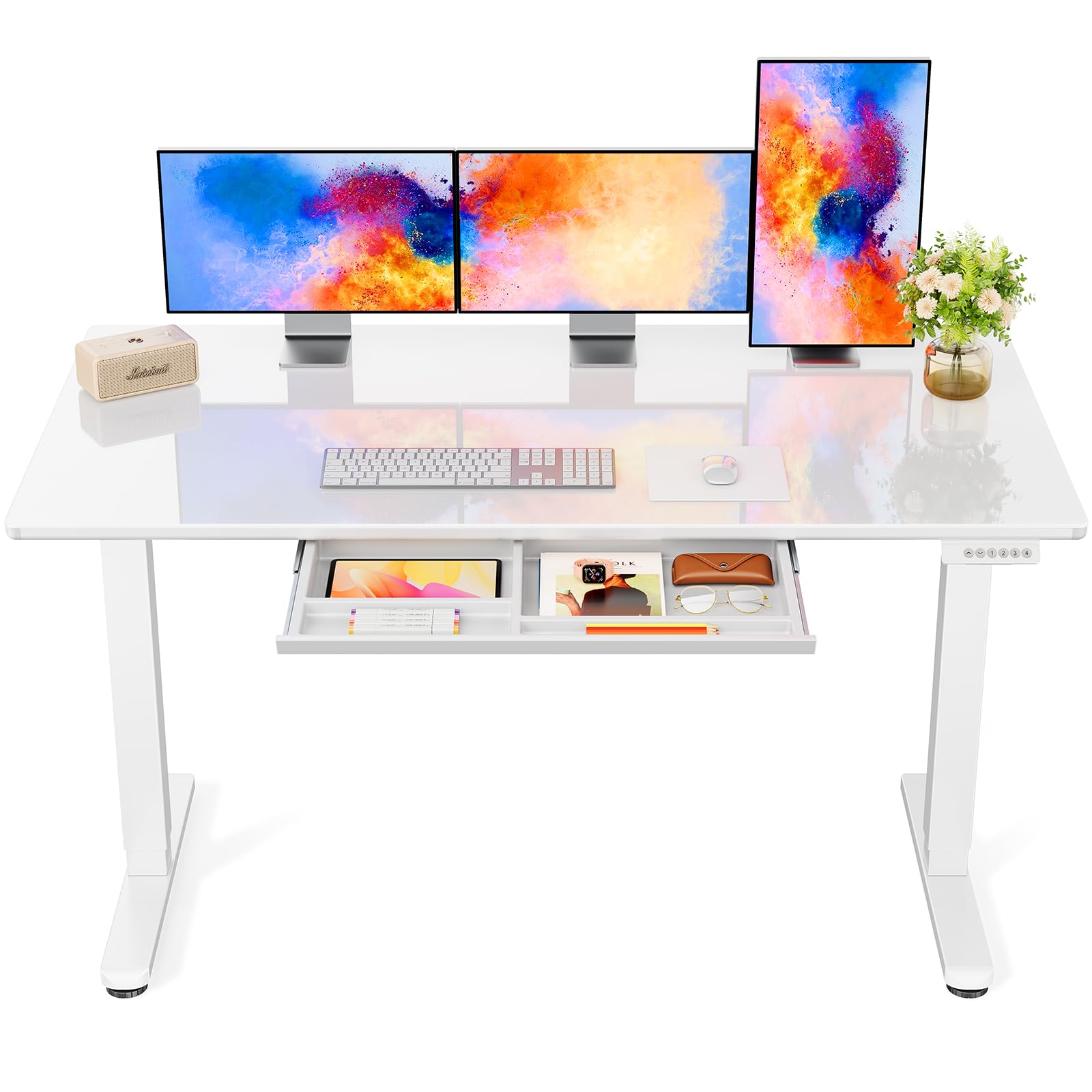 Amazon.com: Marsail Glass Standing Desk with Drawer, 55 x 28