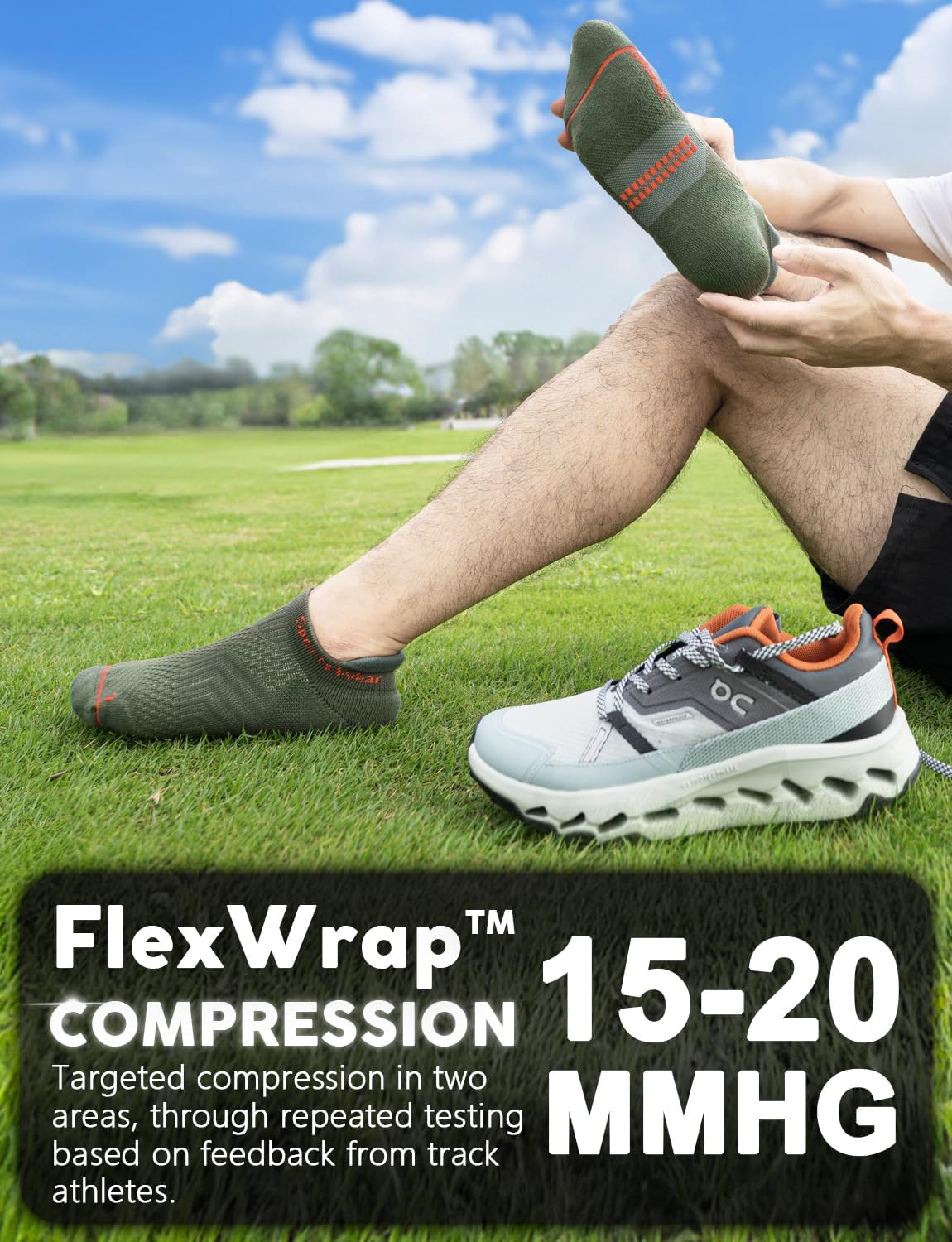 Bamboo Viscose Compression Tab Running No Show Sport Socks Men Moisture Wicking Cushioned Anti-Blister Breathable - Image 3