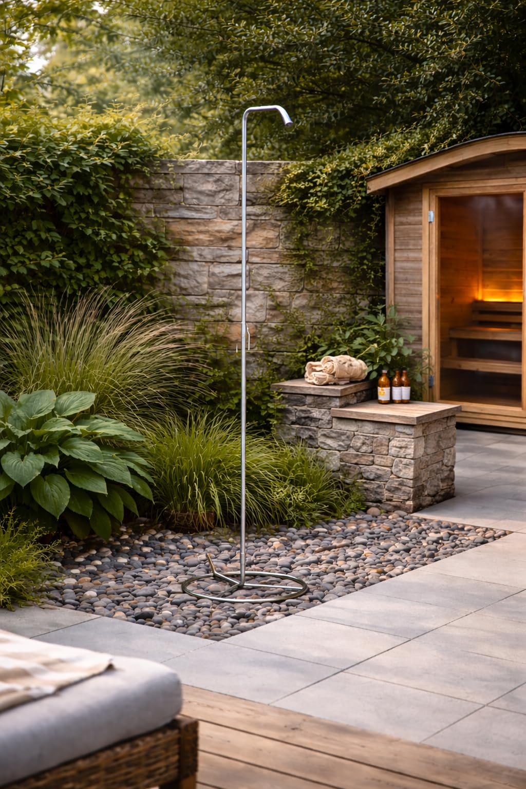 Gartendusche210 cm Freistehende Outdoor Dusche Edelstahl gebürstet Gartendusche ohne Montage mit Gartenschlauchanschluss Pooldusche mobil