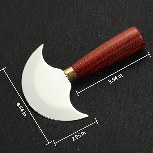 Miniatura 6 de Cuchillo de cuero con mango de madera, herramientas de trabajo de cuero para cortar skiving y recortar