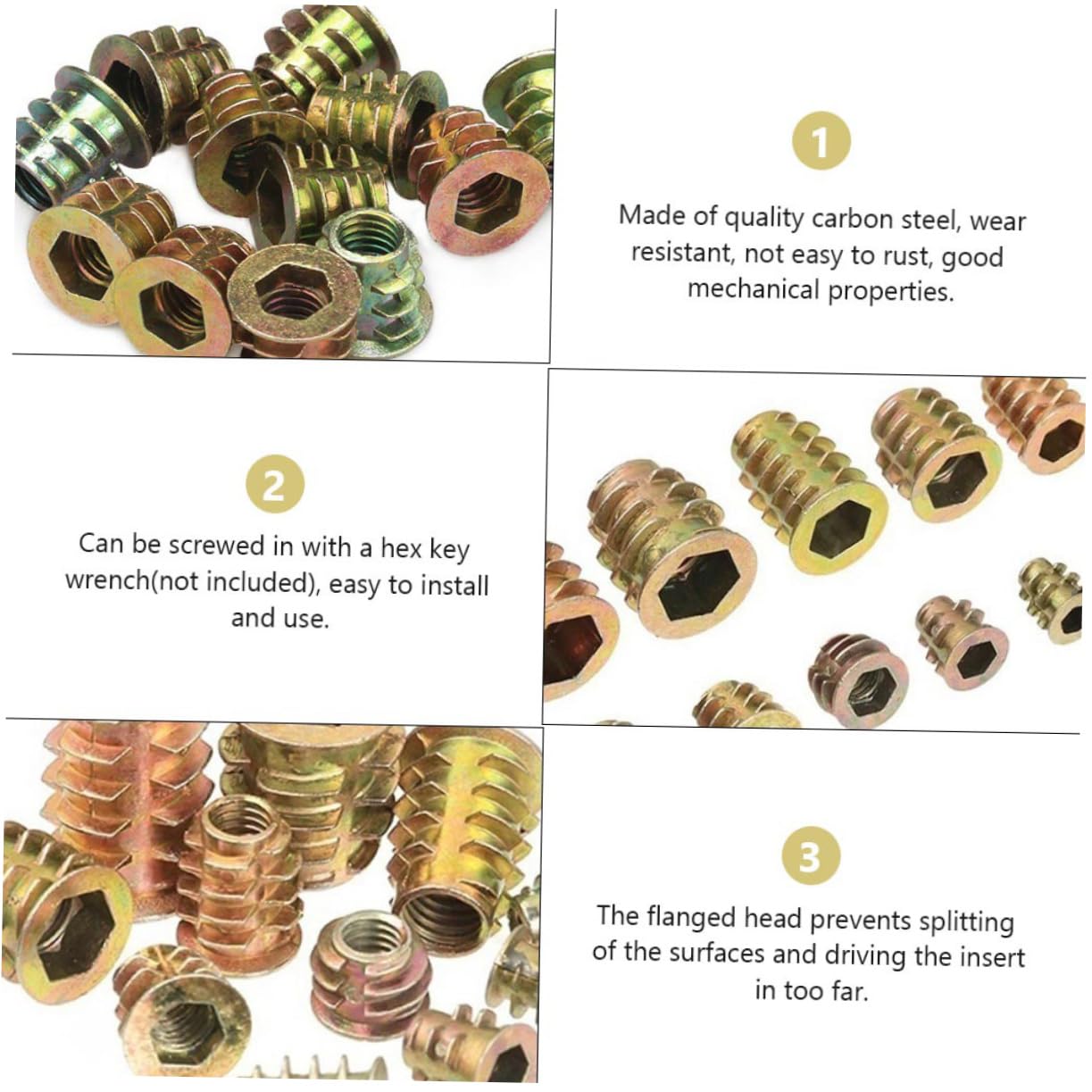 Veemoon 460Pcs Threaded Inserts for Wood Furniture Nuts Easy to Install Socket Nut Fasteners Fixing Hardware for Chairs and Beds