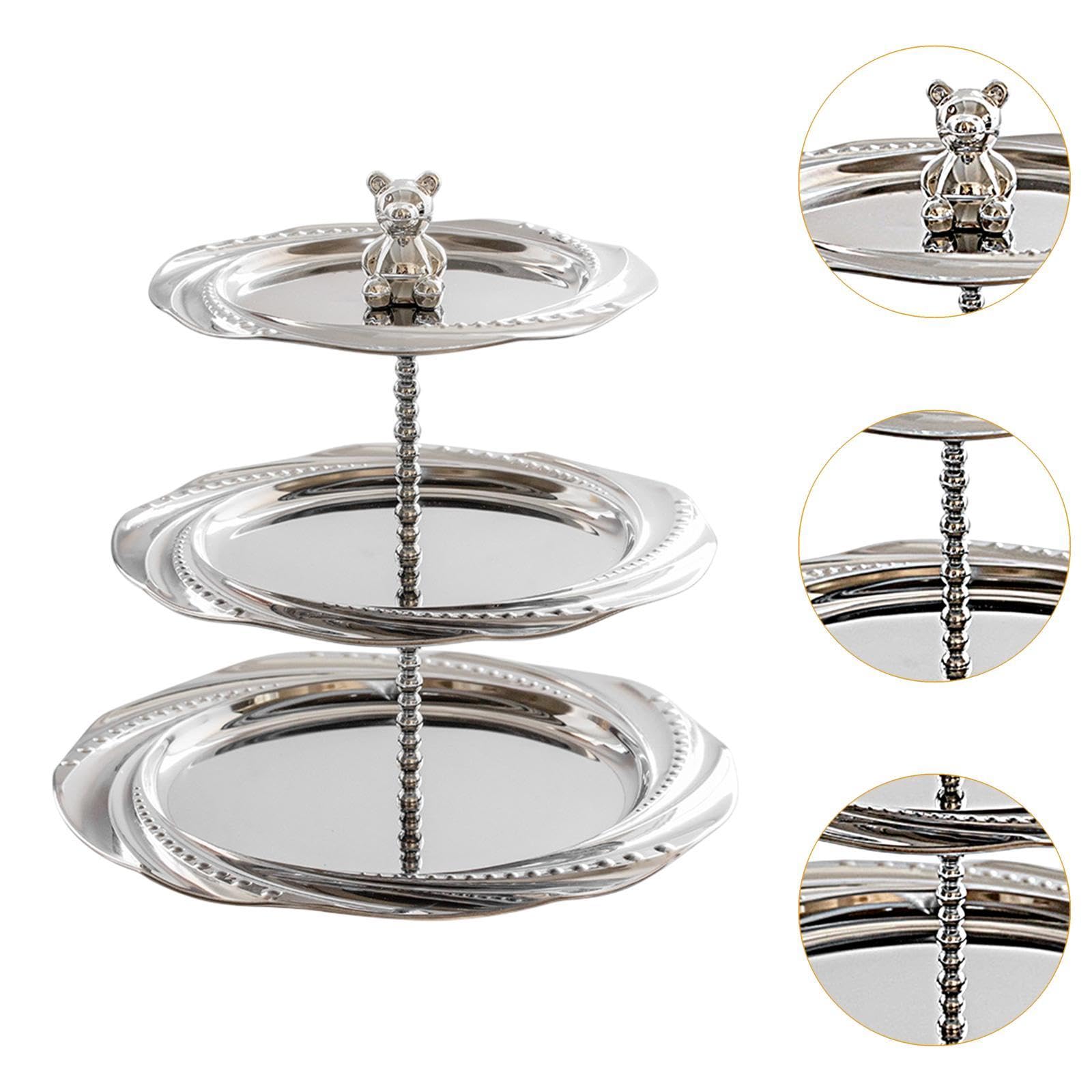 Bandeja para Servir Postres con Soporte para Cupcakes en Y Pequeña Figura de Oso, Moderna Bandeja para Servir, Expositor de Joyas para año, 20 Cm 24 Cm 28 Cm