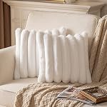 Yaertun Sage Couvre-oreillers décoratifs à rayures vertes 16x16 Ensemble de pouces 2 Coussin en peluche avec velvet Retour Faux Lapin Coussinet Couvre Canapé Couch Chambre à coucher