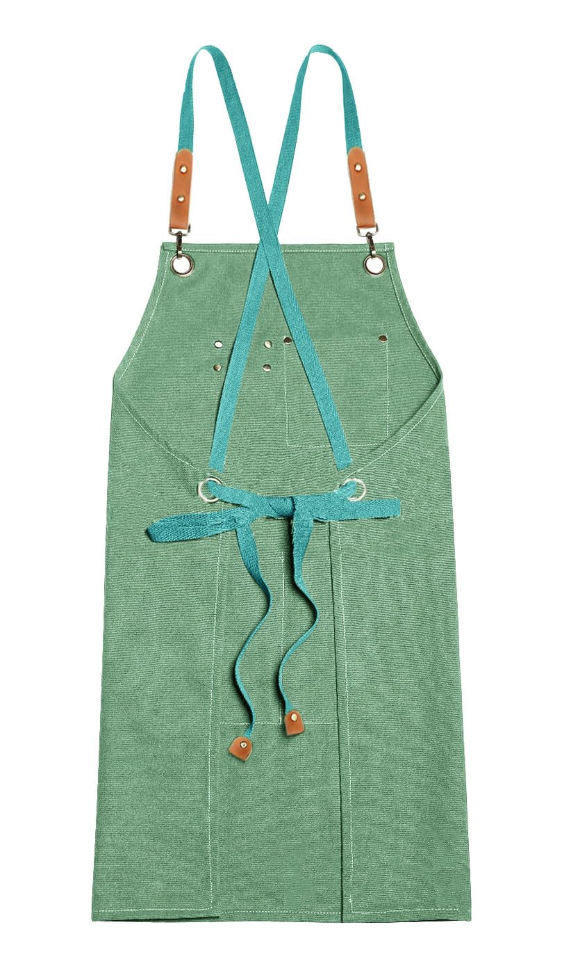 Nanxson Canvas Chef Apron for Men Work Aprons with Pockets Tool Apron for Cooking Gardening Painting, Pea Green - Image 2