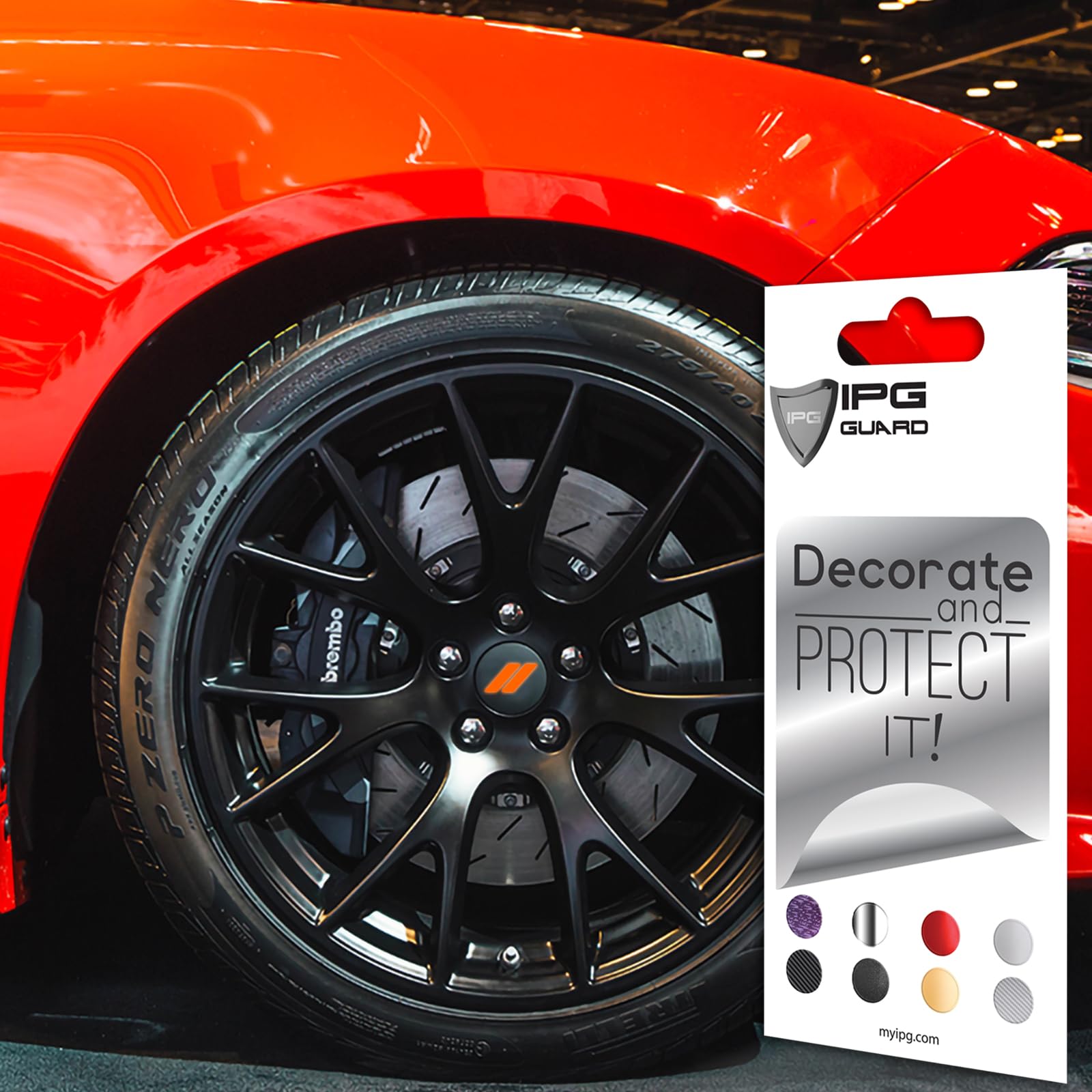 IPG Compatible for Dodge Charger Challenger Durango Wheel Center Cap Decal Sticker Wrap Kit Personalize Your Vehicle (Inner Logo, Reflective - Orange)