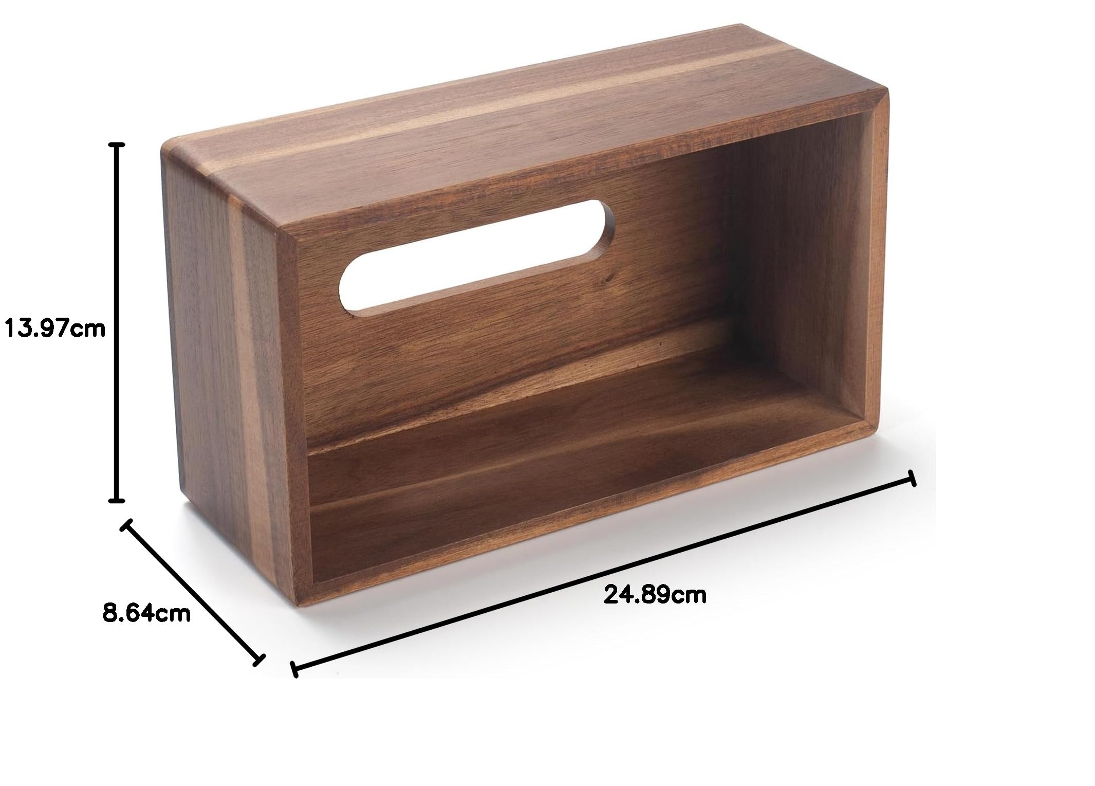 Scatola per Fazzoletti in Legno Rettangolare, Scatola per Salviette in Legno, Scatola da Fazzoletti Decorativa per Bagno, Soggiorno, Cucina (25 x 14 x 9.5 cm)