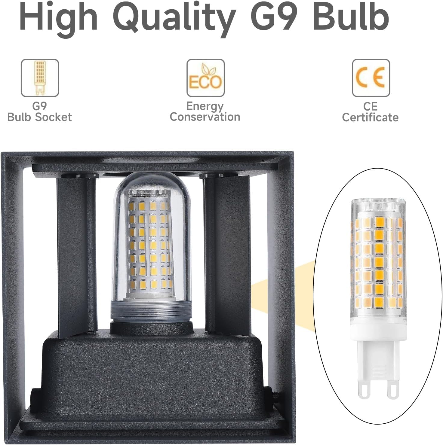 Applique da Esterno/Interno 4 Pezzi, Lampada Parete LED 9W 3000K Bianco Caldo, IP65, G9 Incluse, Antracite, per Giardino, Terrazzo