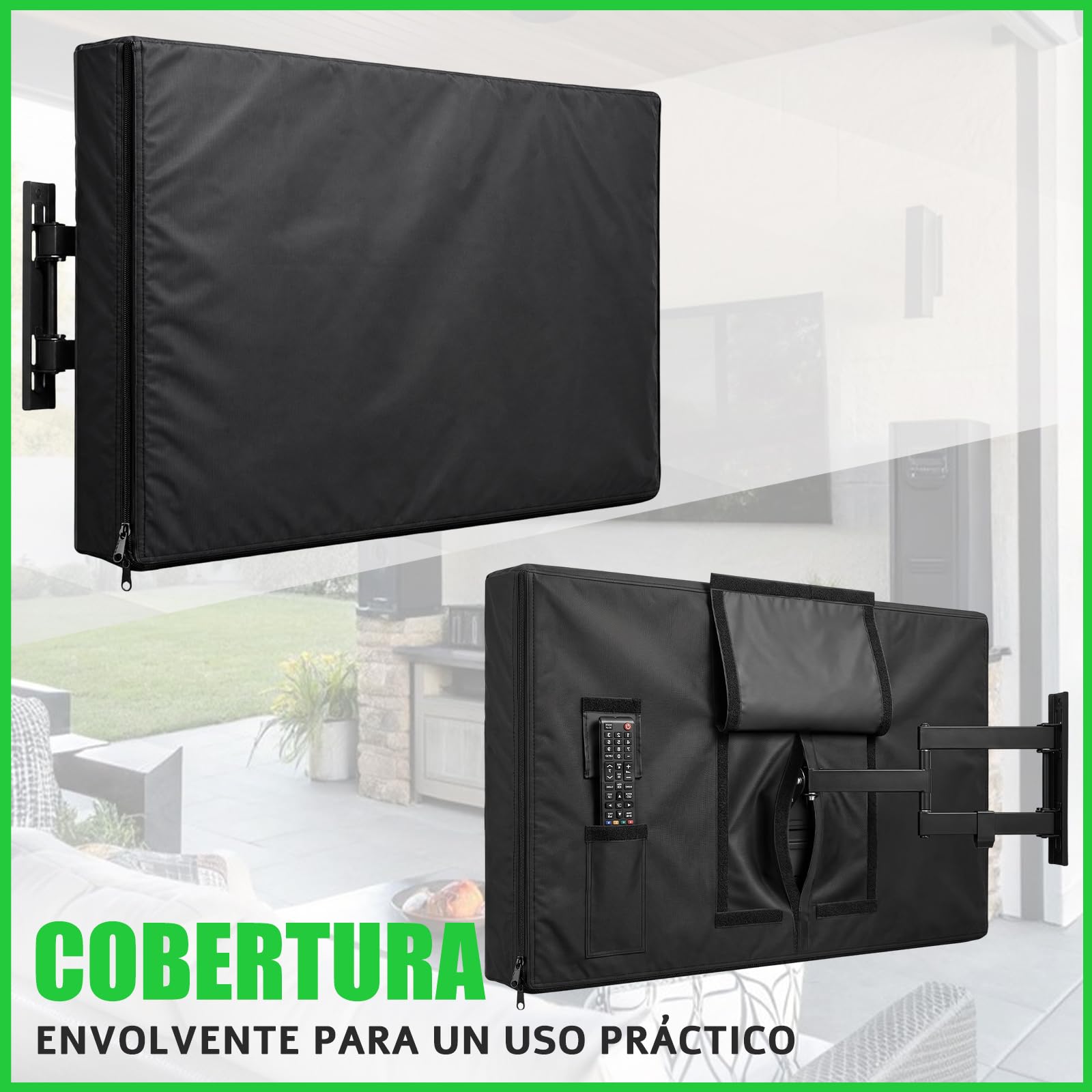 Funda TV Exterior 48-50 Pulgadas, Cubierta Protectora para Televisor de Tela Oxford 600D, Impermeable y Resistente a la Intemperie, con Cremallera y Bolsillo para Mando a Distancia