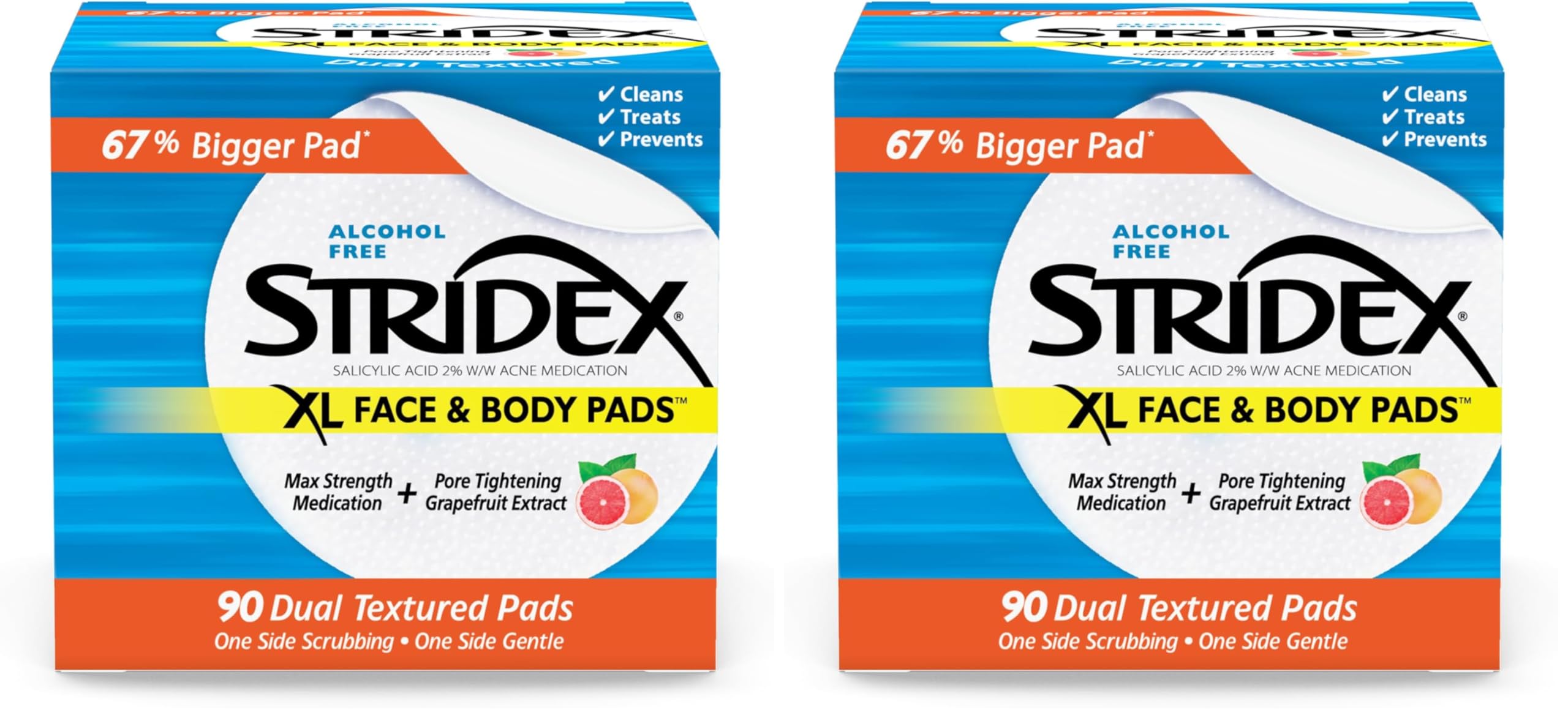 Face Body Pads, 90 Count, Pack of 2 | XL Size