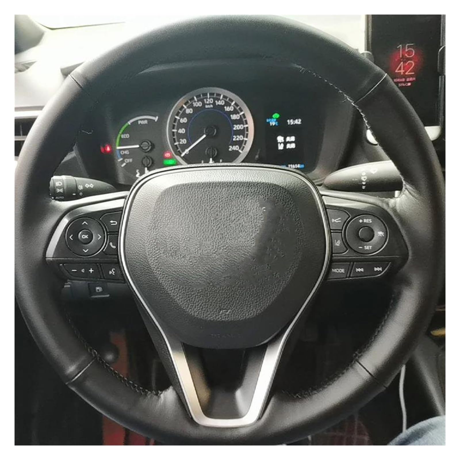 Volantes Cubierta Volante Cuero Genuino para Toyota para Avalon para Camry 2018-2019 para Crown 2018-2019 para Corolla 2018-2020 Funda Volante(Orange Thread)