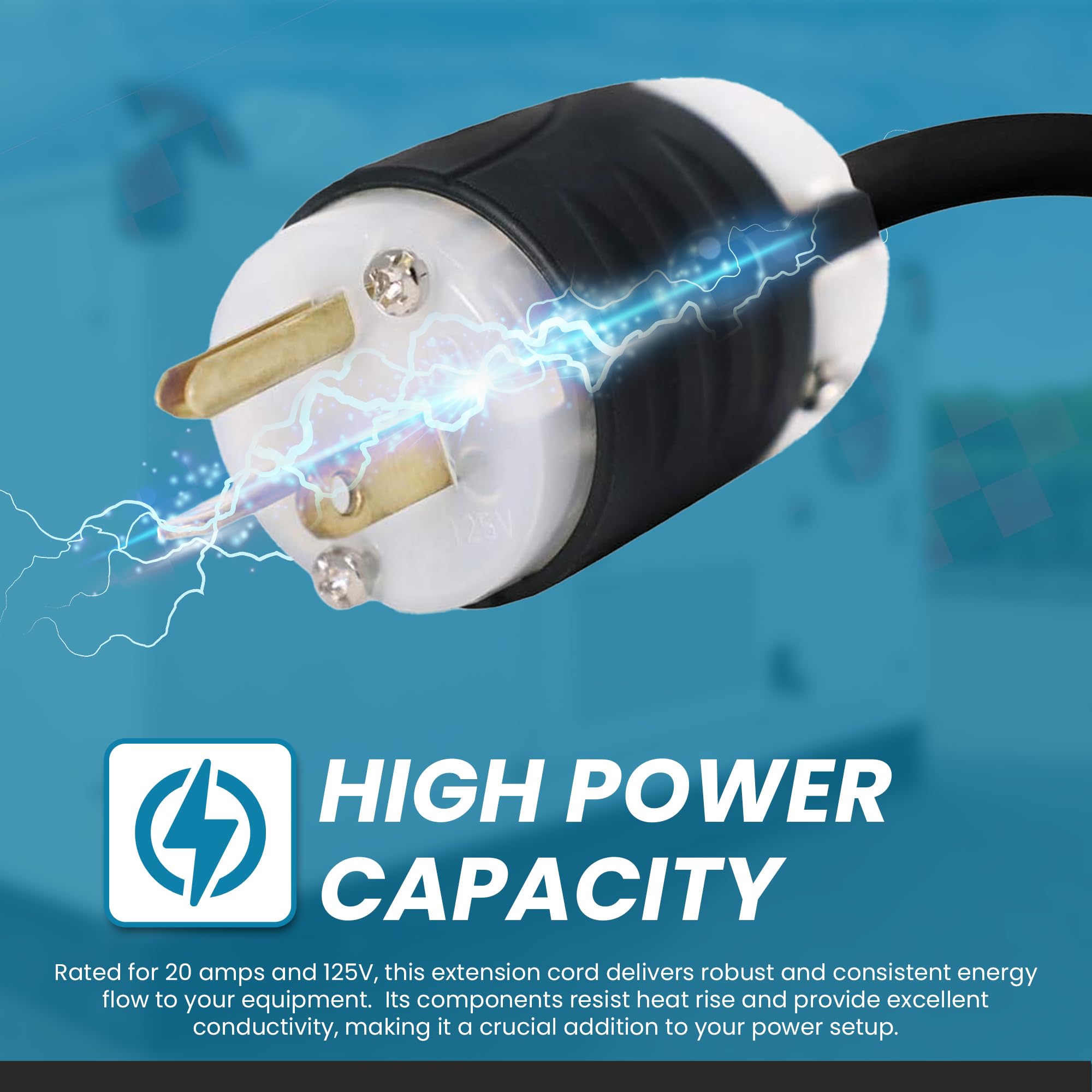 Generator Power Cord Connector 20 Amp Extension Cord Ends With LED ...