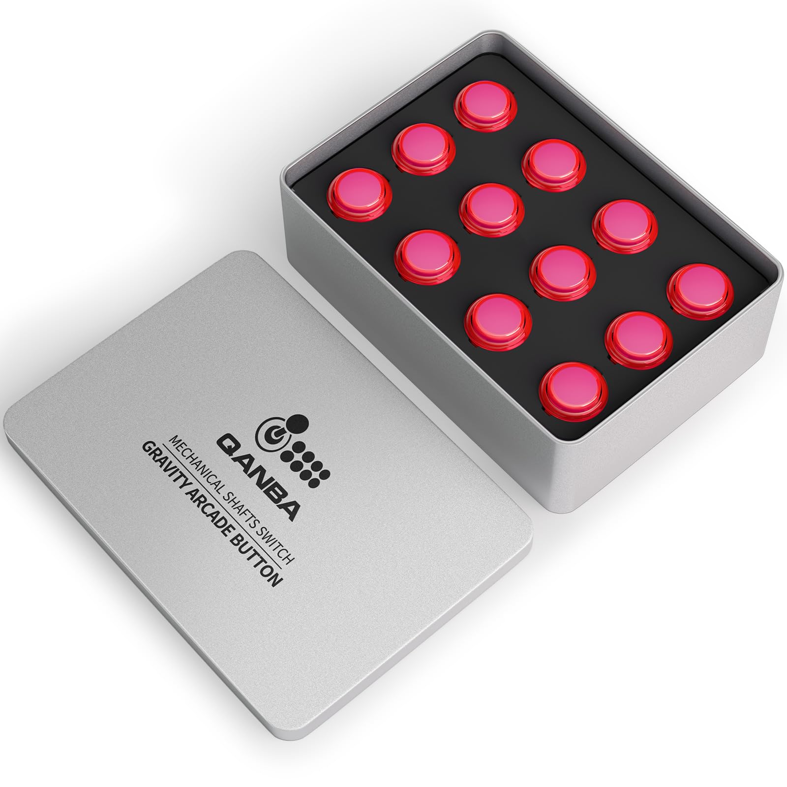 Photo 1 of Qanba Gravity KS Mechanical Arcade Buttons 24mm Snap-in Mechanical Pushbutton (Boxed (Clear Pink E12(12 pcs))