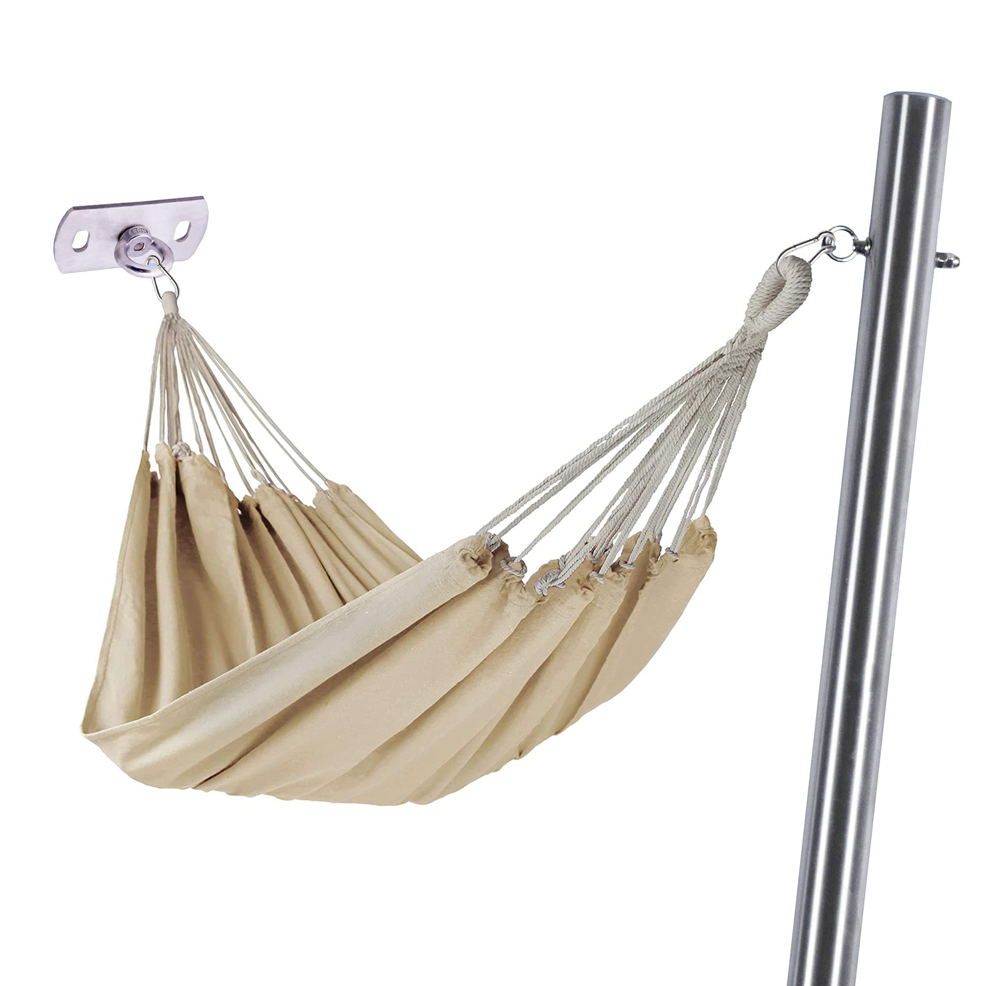 Toldoro® Indoor & Outdoor Hängematte mit Befestigungsset aus 1x Mast & 1x Wandhalter/Liegefläche: 200x140cm