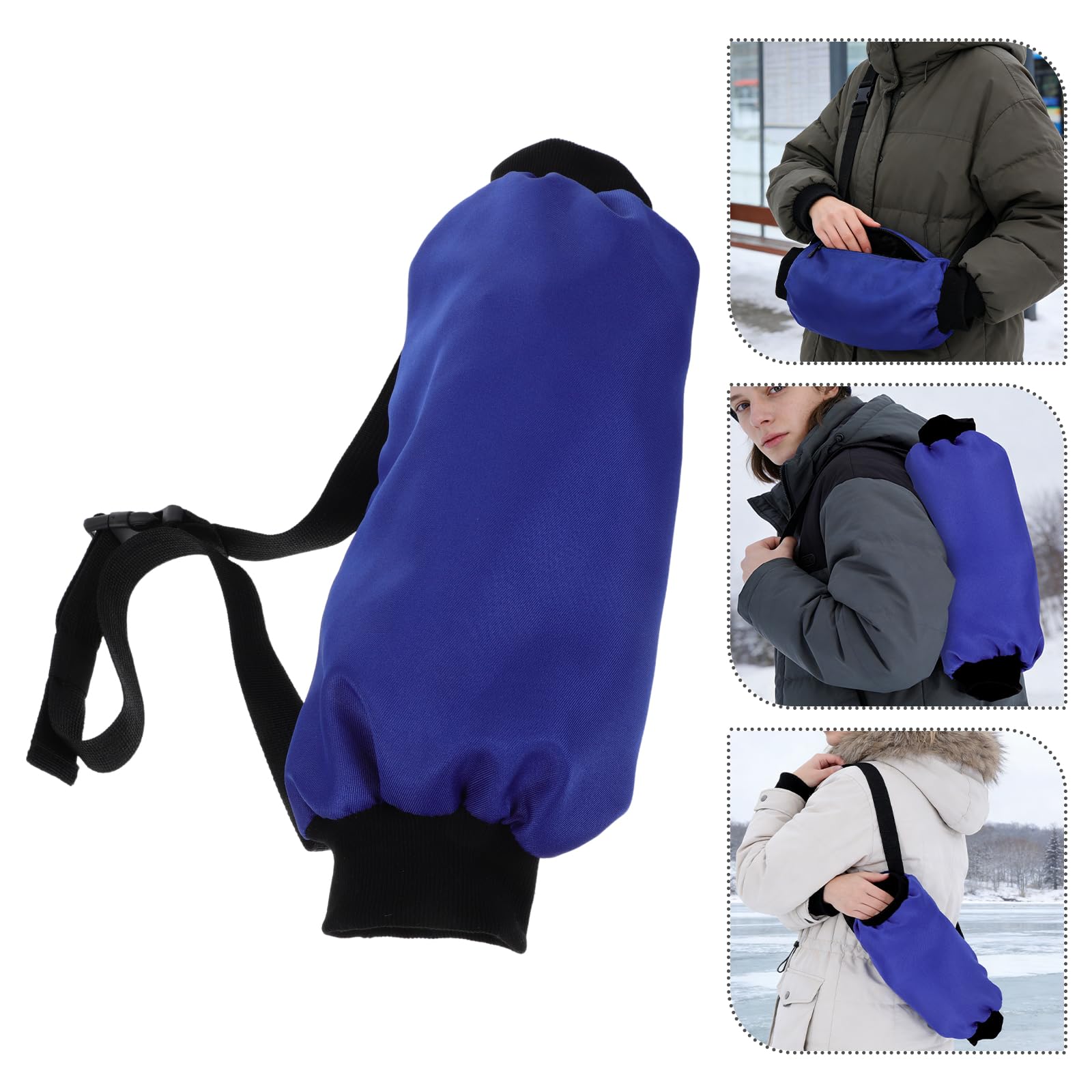 Calentador de Manos de Fútbol Azul de Poliéster con Cremallera | Diseño en Forma de Balón, Retención Térmica para Práctica al Aire Libre, Fácil de Llevar