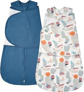 ZIGJOY Baby Swaddle Sleep Sack, 1.0 TOG Sleep Sack Swaddles for Newborns & infant 0-6 Months 100% Cotton Baby Wearable Blanket for Newborn Registry Essentials Blue&Stone Sea