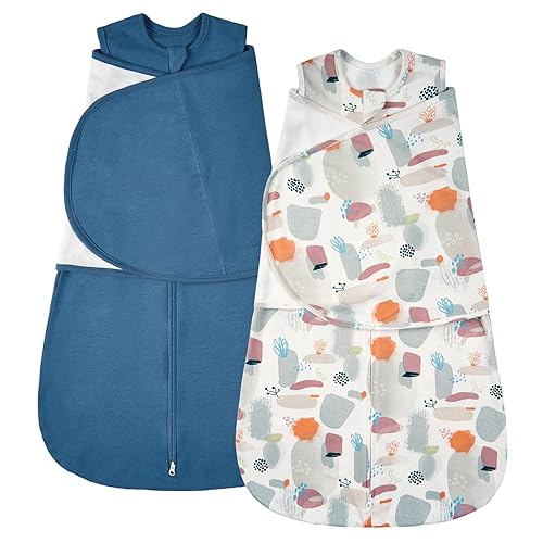 ZIGJOY Saco de dormir para bebé, 1.0 TOG, saco de dormir para recién nacidos y bebés de 0 a 6 meses, manta 100% algodón para bebé, para recién Azul