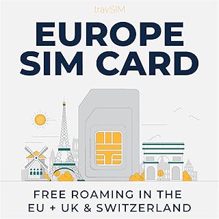 travSIM Prepaid SIM Card for Europe 10GB Mobile Data with 4G/5G | The Europe Prepaid SIM Card can be used in over 20 countries, including in the UK and Switzerland | valid for 30 days