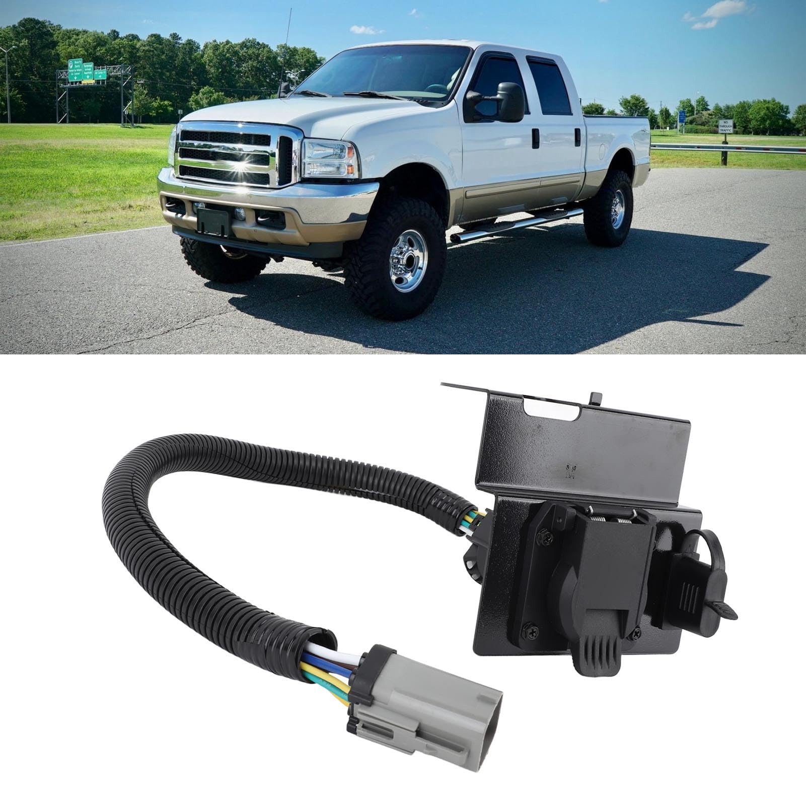 Aramox Wiązka Przewodów Holowniczych Przyczepy ABS Metalowa Wtyczka Przyczepy Wiązka Przewodów 4 i 7 Pinów YC3Z CA Zamiennik dla F 450 Super Duty 1999 2001 Holowanie