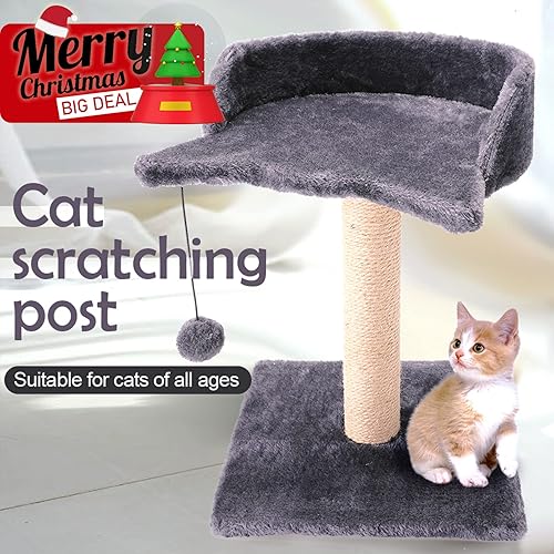 Miniatura 2 de Poste rascador de gato para gatito, poste rascador de sisal natural, plataforma de felpa y bolas de juguete colgantes, juguetes interactivos para