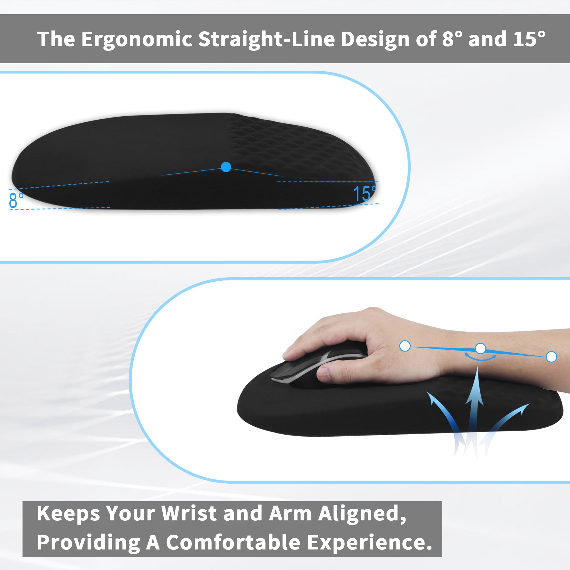 Ergonomic Mouse Pad with Wrist Support Comfortable Memory Foam Mousepad with Massage Design and Non-Slip PU Base Wrist — view 4