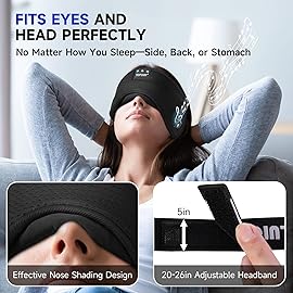 TOPOINT Sleep Mask with Bluetooth Headphones, Breathable Silk Eye Mask for Sleeping Men Women, Bluetooth Sleep Mask Blackout with Speakers, Microphone Handsfree, USB C for Travel Meditation Gifts