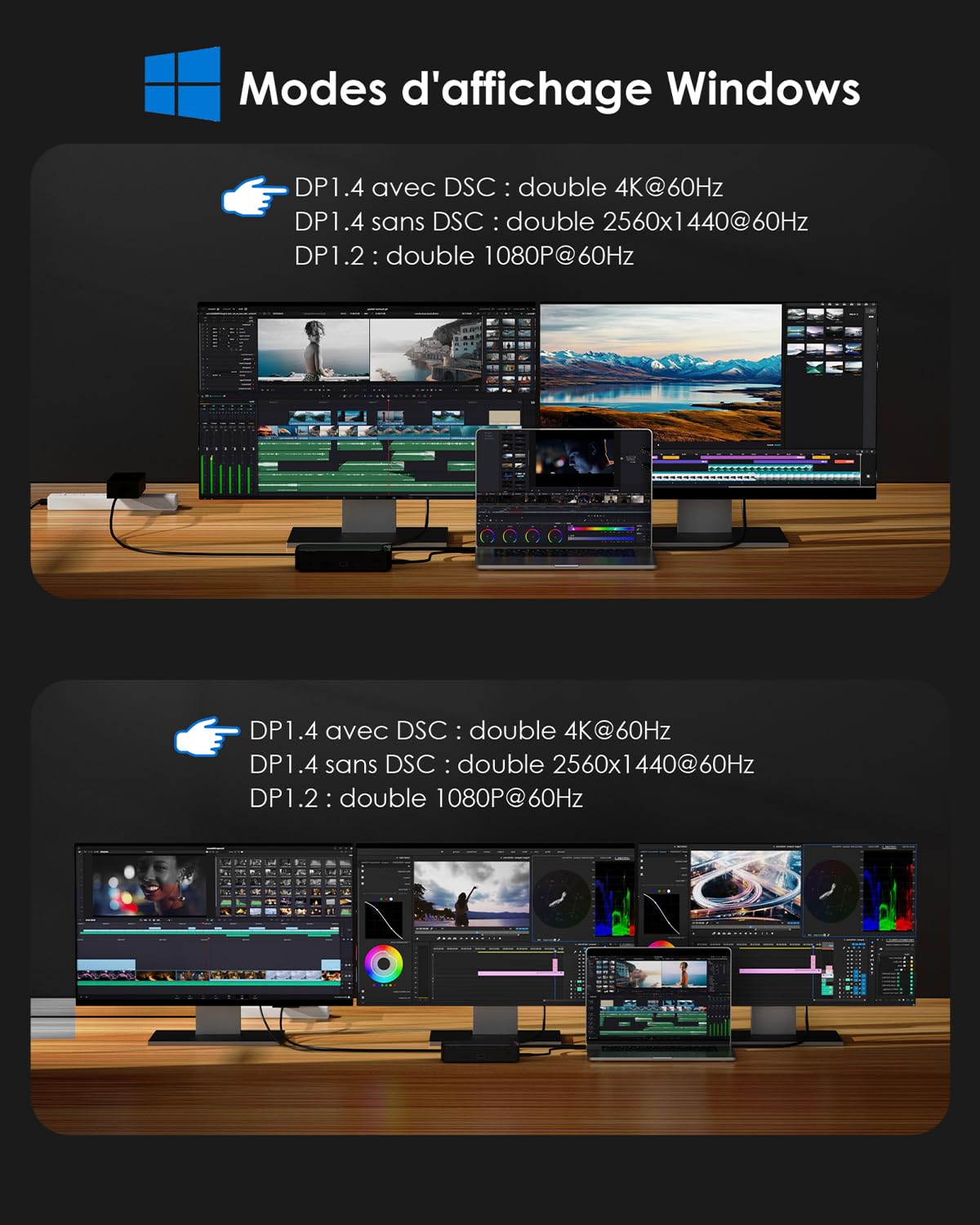 WAVLINK Station d'accueil (12 en 1) pour 3 * 4K moniteurs