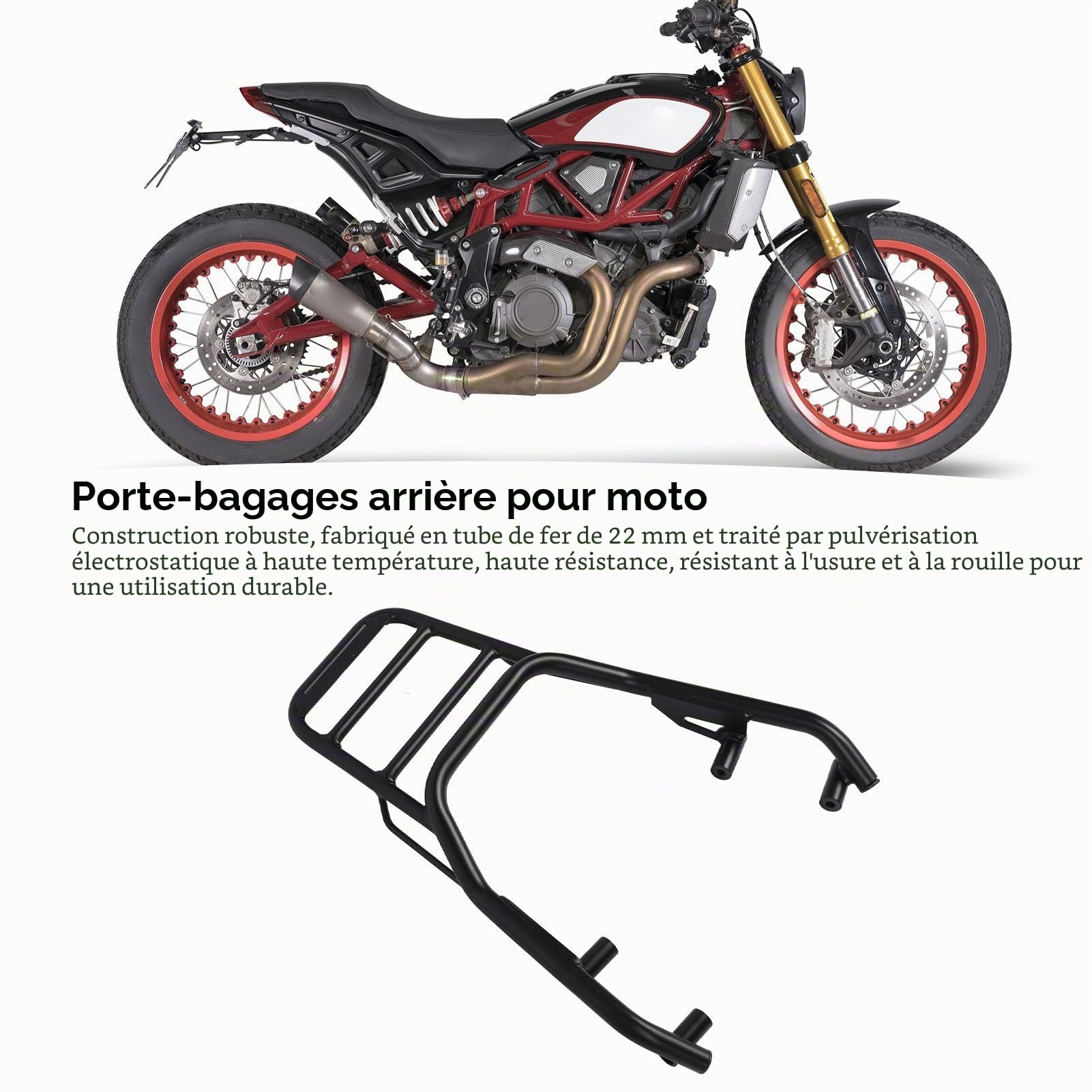 Garsent Porte-Bagages Arrière de Moto pour Indian FTR1200 2019-2023, Accessoires FTR1200, Porte-Bagages de Sports Motorisés, Porte-Bagages Arrière, Porte-Bagages