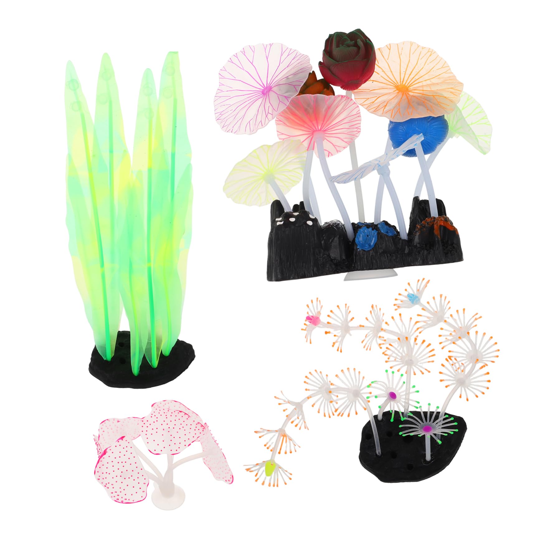 Décorations lumineuses pour aquarium Toyvian : 4 faux coraux et plantes