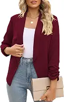 POGTMM Blazer feminino de manga 3/4 com frente aberta, cardigã para trabalho e escritório